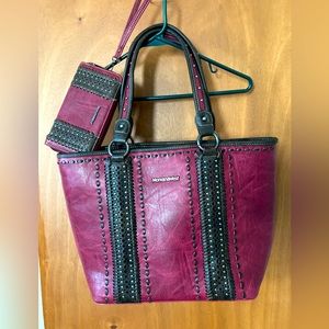 Like New! Montana West Vegan Leather Tote and Wallet